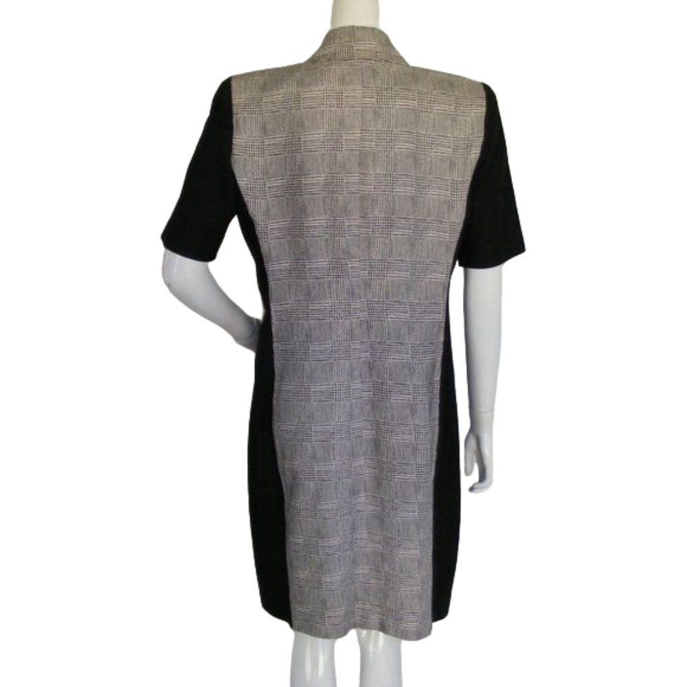 RICKIE FREEMAN/Teri Jon Dress, L, Houndstooth, Colorful Buttons,Black/Gray plaid - Picture 5 of 11